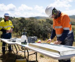 Workers on a pumped hydro energy storage project site